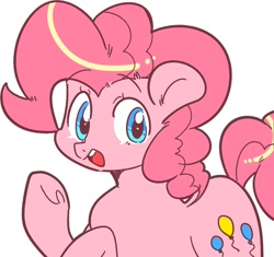 Size: 976x916 | Tagged: safe, artist:kkotnim__, pinkie pie, earth pony, pony, g4, cute, diapinkes, female, looking at you, mare, open mouth, simple background, solo, white background