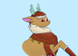 Size: 2100x1500 | Tagged: safe, alternate version, artist:hemlock conium, cashmere (tfh), deer, reindeer, them's fightin' herds, bust, christmas, clothes, community related, female, festive, holiday, portrait, solo