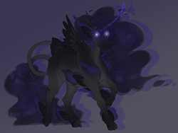 Size: 1947x1464 | Tagged: safe, artist:seffiron, oc, oc only, oc:umbral heart, pony, flowing eyes, offspring, parent:pony of shadows, parent:princess luna, solo