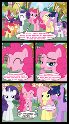 Size: 1280x2300 | Tagged: safe, artist:bigsnusnu, apple bloom, fluttershy, pinkie pie, rarity, scootaloo, sweetie belle, twilight sparkle, earth pony, pegasus, pony, unicorn, comic:dusk shine in pursuit of happiness, g4, dusk shine, female, flirting, half r63 shipping, implied cup cake, male, rule 63, ship:duskpie, ship:twinkie, shipping, straight