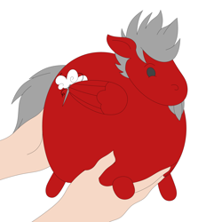 Size: 2200x2200 | Tagged: safe, artist:kiwinthekiwi, oc, oc only, oc:cloud weaver, pegasus, pony, chunk, cute, high res, holding a pony, pegasus oc, solo, wings