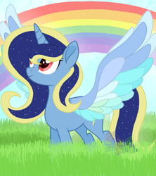 Size: 1997x2248 | Tagged: safe, artist:blues-edits, oc, oc only, alicorn, pony, base used, colored wings, concave belly, female, mare, multicolored wings, rainbow, solo, wings
