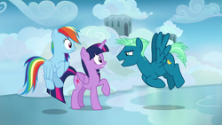 Size: 1920x1080 | Tagged: safe, screencap, rainbow dash, sky stinger, twilight sparkle, alicorn, pegasus, pony, g4, top bolt, female, male, mare, stallion, trio, twilight sparkle (alicorn)