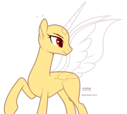 Size: 1251x1119 | Tagged: safe, artist:teepew, oc, oc only, alicorn, pony, alicorn oc, bald, base, concave belly, eyelashes, female, horn, looking back, mare, raised hoof, signature, simple background, slender, solo, thin, transparent background, wings