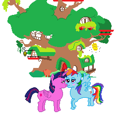 Size: 250x250 | Tagged: safe, artist:nate5700, rainbow dash, twilight sparkle, alicorn, pegasus, pony, g4, 1000 hours in ms paint, duo, female, golden oaks library, lesbian, pixel art, ship:twidash, shipping, simple background, twilight sparkle (alicorn), white background
