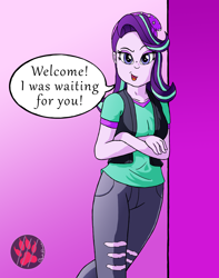 Size: 3000x3800 | Tagged: safe, artist:darkprinceismyname, starlight glimmer, equestria girls, g4, high res, speech bubble, talking, this will not end well