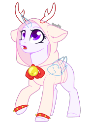 Size: 1597x2086 | Tagged: safe, artist:cloud-fly, oc, oc only, alicorn, pony, alicorn oc, antlers, base, clothes, costume, eyelashes, free to use, hoodie, horn, looking up, open mouth, reindeer antlers, simple background, solo, transparent background, wings
