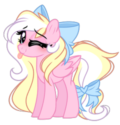 Size: 2484x2584 | Tagged: safe, artist:emberslament, oc, oc only, oc:bay breeze, pegasus, pony, 2021 community collab, derpibooru community collaboration, ;p, blushing, bow, closed mouth, cute, female, hair bow, heart, heart eyes, high res, long mane, mare, ocbetes, one eye closed, one eye open, simple background, tail bow, tongue out, transparent background, wingding eyes, wings, wink