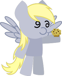 Size: 5853x7173 | Tagged: safe, artist:isaac_pony, derpy hooves, pegasus, pony, g4, cute, derpabetes, female, food, horns, kibiy pony, muffin, show accurate, simple background, smiling, solo, spread wings, standing, transparent background, vector, wings