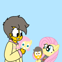 Size: 768x768 | Tagged: safe, artist:haileykitty69, fluttershy, human, pegasus, g4, crossover, crossover shipping, fluttermour, food, popsicle, seymour skinner, shipping, the simpsons