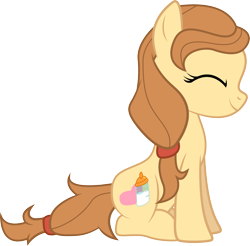 Size: 3130x3078 | Tagged: safe, oc, oc only, oc:cream heart, earth pony, pony, button's adventures, g4, cute, eyes closed, female, happy, high res, simple background, sitting, smiling, solo, transparent background, vector