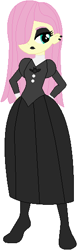 Size: 170x548 | Tagged: safe, artist:sturk-fontaine, fluttershy, equestria girls, g4, alternate universe, base used, ear piercing, eyeshadow, fluttergoth, goth, lipstick, makeup, piercing, simple background, solo, victorian dress, white background