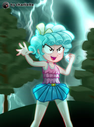 Size: 826x1112 | Tagged: safe, artist:charliexe, cozy glow, equestria girls, g4, clothes, equestria girls-ified, female, lightning, miniskirt, pleated skirt, pure concentrated unfiltered evil of the utmost potency, pure unfiltered evil, skirt, solo
