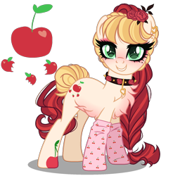 Size: 1500x1524 | Tagged: safe, artist:gihhbloonde, oc, oc only, earth pony, pony, clothes, female, magical lesbian spawn, mare, offspring, parent:applejack, parent:cherry jubilee, parents:cherryjack, simple background, socks, solo, transparent background