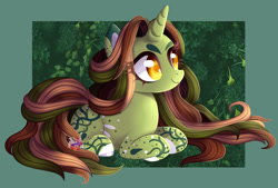 Size: 2087x1412 | Tagged: safe, artist:naezithania, oc, oc only, oc:green tea, pony, unicorn, female, lying down, mare, prone, solo