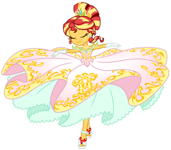 Size: 900x791 | Tagged: safe, artist:sapphiregamgee, sunset shimmer, human, equestria girls, g4, clothes, dress, fashion, feet, gown, high heels, humanized, open-toed shoes, petticoat, princess, sandals, shoes, simple background, solo, spinning, toes, transparent background, twirling