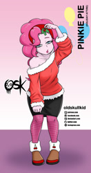 Size: 984x1860 | Tagged: safe, artist:oldskullkid, part of a set, pinkie pie, equestria girls, g4, christmas, christmas outfit, clothes, holiday, holly, holly mistaken for mistletoe, solo, sweater