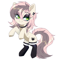 Size: 3000x3000 | Tagged: safe, artist:_spacemonkeyz_, oc, oc only, earth pony, pony, choker, clothes, high res, piercing, simple background, socks, solo, transparent background