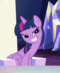 Size: 556x672 | Tagged: safe, screencap, twilight sparkle, alicorn, pony, season 6, to where and back again, animated, blinking, cropped, cute, cutie map, eye flutter, eye shimmer, female, grin, looking at you, mare, sitting, smiling, solo, squee, twiabetes, twilight sparkle (alicorn), twilight's castle
