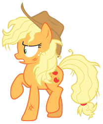 Size: 7000x8400 | Tagged: safe, artist:tardifice, applejack, earth pony, pony, g4, sounds of silence, absurd resolution, hat, messy mane, simple background, solo, transparent background, vector