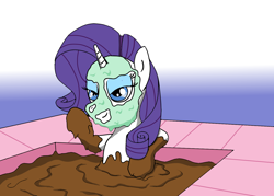 Size: 1400x1000 | Tagged: safe, artist:amateur-draw, rarity, pony, unicorn, g4, female, mare, mud, mud bath, mud mask, muddy, muddy hooves, request, requested art, simple background, solo, spa
