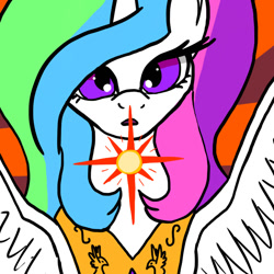 Size: 700x700 | Tagged: safe, artist:slamjam, princess celestia, alicorn, pony, g4, abstract background, female, looking at you, mare, solo