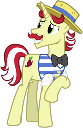 Size: 1972x3041 | Tagged: safe, artist:90sigma, flam, pony, unicorn, g4, bowtie, clothes, facial hair, hat, high res, male, moustache, simple background, solo, stallion, transparent background, vector