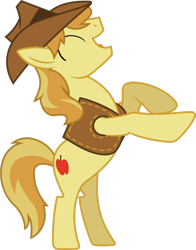 Size: 2167x2767 | Tagged: safe, artist:90sigma, braeburn, earth pony, pony, g4, bipedal, eyes closed, high res, male, open mouth, rearing, simple background, solo, stallion, transparent background, vector