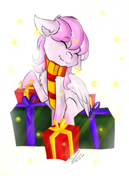 Size: 1280x1741 | Tagged: safe, alternate character, alternate version, artist:yuris, oc, oc only, oc:flutter cat, pegasus, pony, christmas, holiday, solo