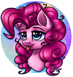 Size: 2894x3050 | Tagged: safe, artist:kruszynka25, pinkie pie, earth pony, pony, g4, :p, blushing, bust, cheek fluff, chest fluff, cute, diapinkes, ear fluff, female, high res, mare, portrait, solo, tongue out