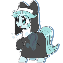 Size: 2605x2607 | Tagged: safe, artist:blurry-kun, oc, oc only, oc:sister ciel, pony, clothes, commission, commissioner:reversalmushroom, eye clipping through hair, female, habit, heart, high res, mare, nun, raised hoof, simple background, smiling, solo, transparent background, watermark