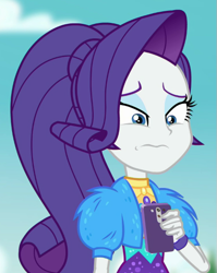 Size: 503x632 | Tagged: safe, screencap, rarity, equestria girls, equestria girls series, g4, lost and pound, spoiler:eqg series (season 2), cellphone, cropped, female, music festival outfit, phone, smartphone, solo
