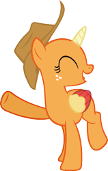 Size: 985x1558 | Tagged: safe, artist:pegasski, oc, oc only, alicorn, pony, g4, non-compete clause, alicorn oc, bald, base, eyelashes, eyes closed, female, freckles, hat, horn, looking back, mare, open mouth, raised hoof, simple background, smiling, solo, transparent background, transparent horn, transparent wings, two toned wings, wings