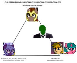 Size: 594x493 | Tagged: safe, oc, oc only, oc:anon, oc:artemis sparkshower, oc:honour bound, oc:lily glamerspear, oc:purity ebonshield, pegasus, pony, fanfic:everyday life with guardsmares, alignment chart, everyday life with guardsmares, lowres, mcdonald's triangle, mcdonalds alignment chart, meme, pegasus oc, triangle