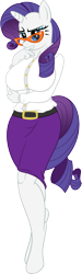 Size: 576x1920 | Tagged: safe, artist:el-doc, rarity, unicorn, anthro, unguligrade anthro, g4, bedroom eyes, belt, big breasts, breasts, busty rarity, clothes, digital art, eyelashes, female, glasses, horn, simple background, skirt, solo, tail, transparent background, wide hips