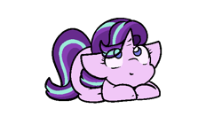 Size: 600x335 | Tagged: safe, artist:zutcha, starlight glimmer, pony, unicorn, g4, behaving like a dog, cute, female, glimmerbetes, looking up, mare, simple background, sitting, solo, white background