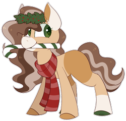 Size: 811x779 | Tagged: safe, artist:jetjetj, part of a set, oc, oc only, oc:jolly, pony, candy, candy cane, clothes, commission, female, food, mare, mouth hold, scarf, simple background, solo, transparent background, ych result