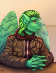 Size: 969x1263 | Tagged: safe, artist:striped-chocolate, oc, oc only, pegasus, anthro, bust, male, solo