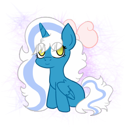 Size: 970x984 | Tagged: safe, artist:xraela-lpx, oc, oc only, oc:fleurbelle, alicorn, pony, alicorn oc, bow, chibi, female, hair bow, horn, mare, simple background, solo, transparent background, wings, yellow eyes