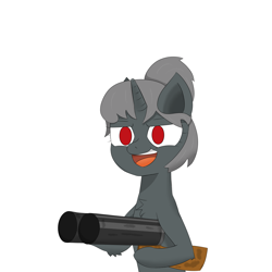 Size: 5315x5315 | Tagged: safe, artist:thatsbadboi, oc, oc only, oc:half alony, pony, unicorn, reference to another show, simple background, weapon, white background