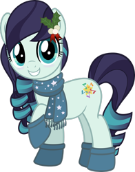 Size: 2167x2768 | Tagged: safe, artist:jhayarr23, coloratura, earth pony, pony, g4, blushing, clothes, cute, daaaaaaaaaaaw, high res, looking at you, mistleholly, rarabetes, scarf, simple background, smiling, socks, solo, transparent background