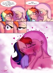 Size: 2978x4096 | Tagged: safe, artist:ringteam, fluttershy, rainbow dash, human, comic:a certain confession, g4, blushing, comic, eyes closed, female, french kiss, humanized, kissing, lesbian, ship:flutterdash, shipping, speech bubble