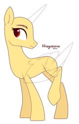 Size: 1610x2515 | Tagged: safe, artist:teepew, oc, oc only, alicorn, pony, alicorn oc, bald, base, concave belly, female, horn, looking back, mare, signature, simple background, slender, smiling, solo, thin, transparent background, wings