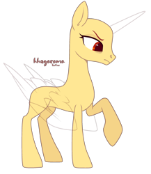 Size: 1770x2038 | Tagged: safe, artist:teepew, oc, oc only, alicorn, pony, alicorn oc, bald, base, concave belly, female, frown, horn, mare, raised hoof, signature, simple background, slender, solo, thin, transparent background, wings
