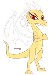 Size: 1932x2874 | Tagged: safe, artist:teepew, oc, oc only, dragon, base, crossed arms, dragoness, female, horn, signature, simple background, smiling, solo, transparent background, wings