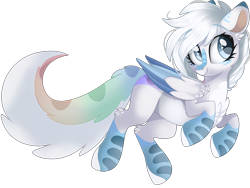 Size: 2224x1668 | Tagged: safe, artist:cinnamontee, oc, oc only, oc:michini, pegasus, pony, chest fluff, coat markings, colored hooves, colored wings, female, folded wings, leg fluff, mare, simple background, smiling, solo, transparent background, two toned wings, wings