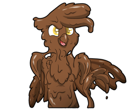 Size: 1280x1092 | Tagged: safe, artist:pzkratzer, gilda, griffon, g4, belly button, covered in mud, cute, dripping, female, hug, looking at you, messy, mud, mud bath, muddy, simple background, sketch, slimy, solo, transparent background, wet and messy, younger