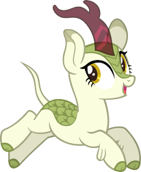 Size: 988x1198 | Tagged: safe, artist:pegasski, oc, oc only, kirin, g4, sounds of silence, base, cloven hooves, eyelashes, grin, horn, looking back, raised hoof, simple background, smiling, solo, transparent background, waving