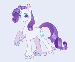 Size: 1137x937 | Tagged: safe, artist:speedypaint101, rarity, pony, unicorn, g4, blue background, blushing, cute, female, mare, raribetes, simple background, solo, unshorn fetlocks