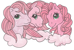 Size: 1028x702 | Tagged: safe, artist:muhammad yunus, crystal pony, earth pony, pony, g1, g2, g3, my little pony 'n friends, aelita schaeffer, cloud, code lyoko, crossover, female, heart, looking at you, mare, ponified, simple background, smiling, sparkles, transparent background